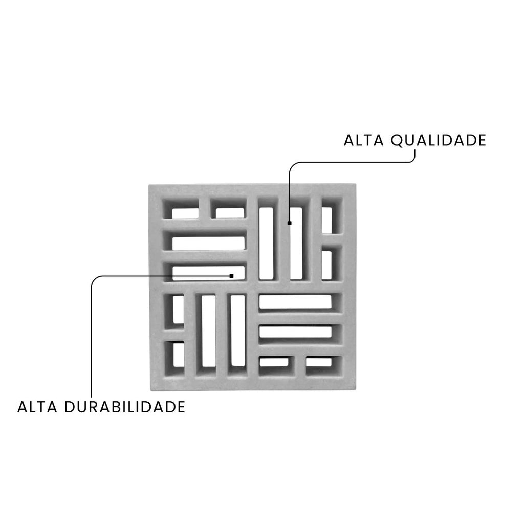 Cobogó Vazado Taco Chinês Cinza 39x39x7cm