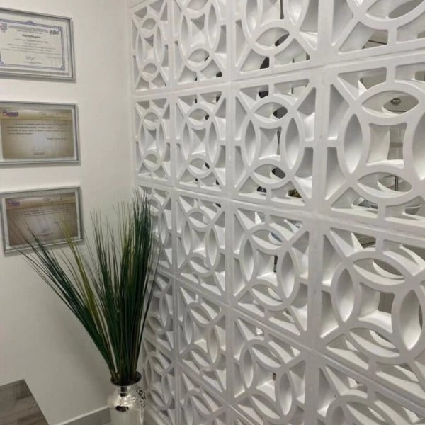 Cobogó Vazado 4 Pontas Branco 39x39x7cm