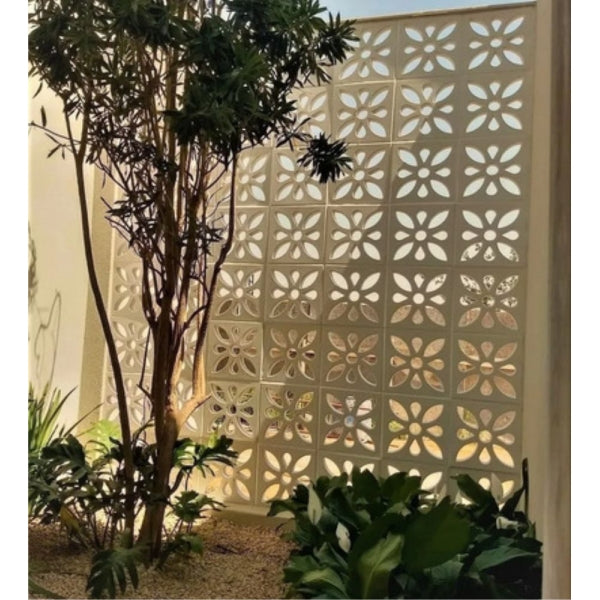 Cobogó Vazado Flor Cinza 39x39x7cm