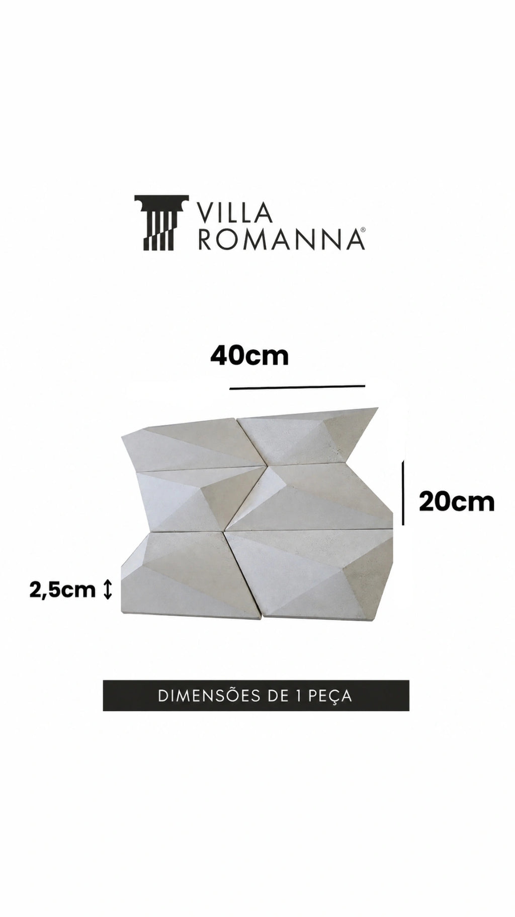 Kit 17 Peças Revestimento 3D Geométrico Interno e Externo 40x20x2,5