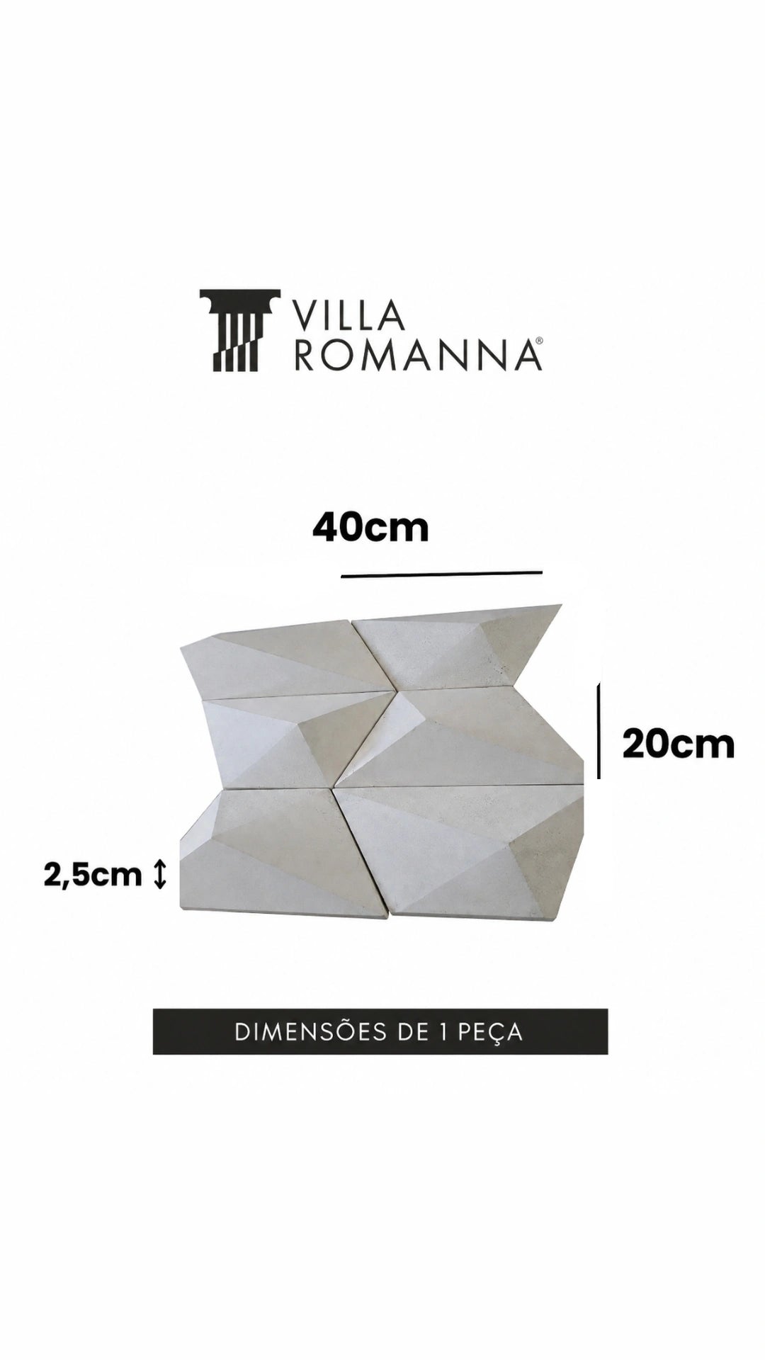 Kit 17 Peças Revestimento 3D Geométrico Interno e Externo 40x20x2,5